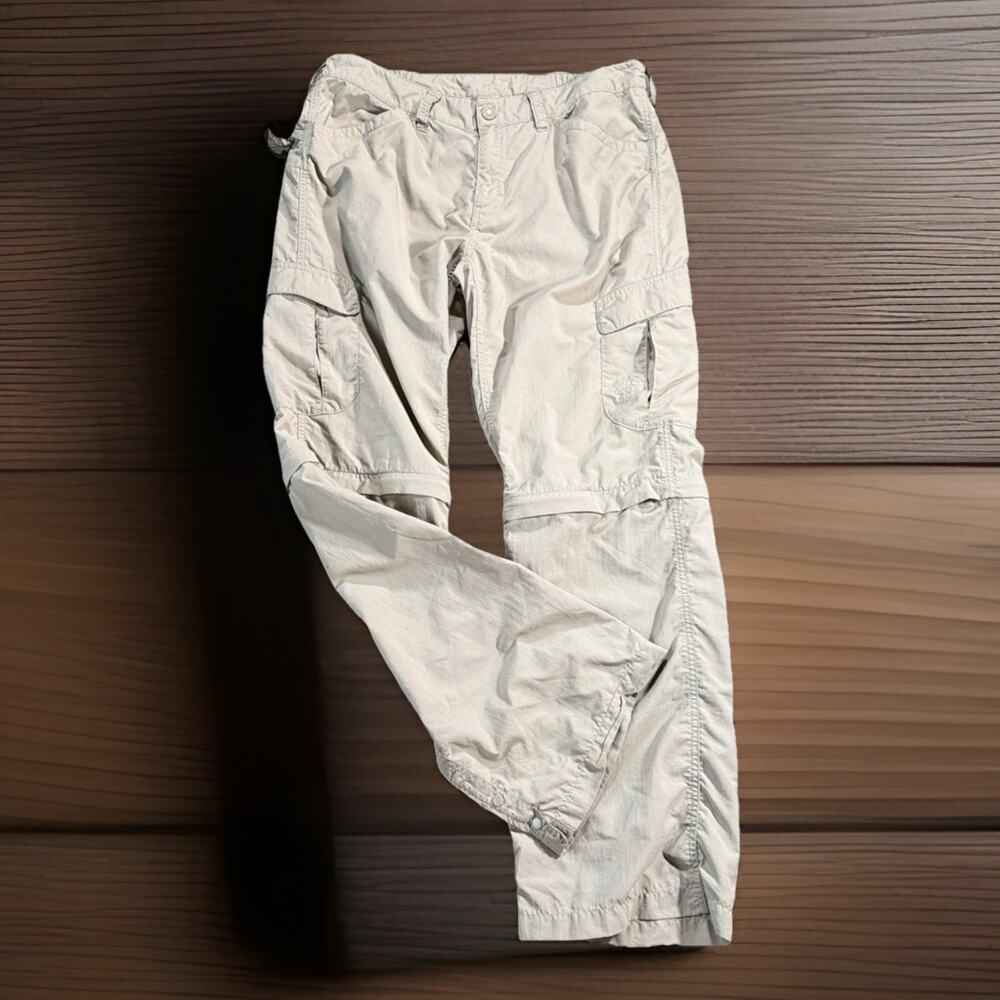 The North Face Sz L Convertible Zip Off Hiking Cargo Pants Shorts Khaki Outdoor